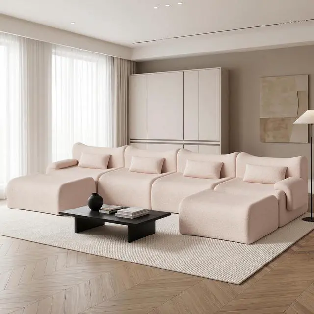 Main image of 168" Cloud Couch Sectional, U-Shaped Boneless Couches for Living Room - Oversized Modular Sofa with Deep Seats, 6 Seater Modern Couches Set,No Assembly Required,Khaki