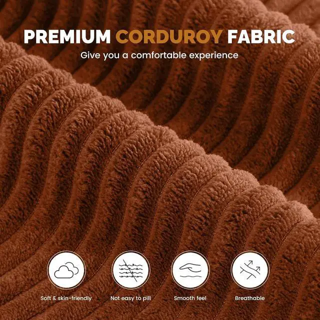 Alt view image 6 of 7 - 80" Boneless Loveseat Sofa, Cloud Couch with Layered Cushion, Small Couch Compressed Foam Sofa for Living Room, Apartment, Office, Reddish Brown Corduroy