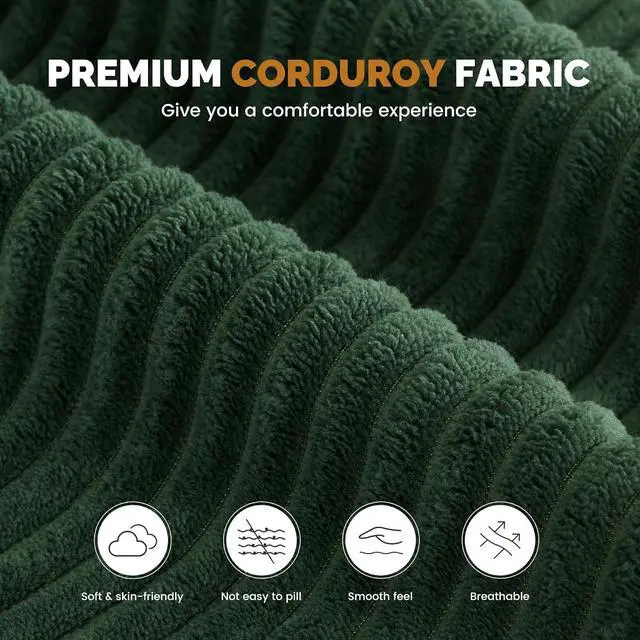 Alt view image 5 of 7 - 80" Boneless Loveseat Sofa, Cloud Couch with Layered Cushion, Small Couch Compressed Foam Sofa for Living Room, Apartment, Office, Green Corduroy