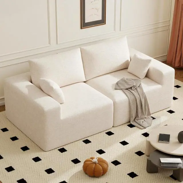 Main image of 81" Cloud Loveseat Sofa in a Box, No Assembly Required Comfy Deep Seat Chenille Boneless Couch, Modern Small Couches for Living Room, Apartment, Beige