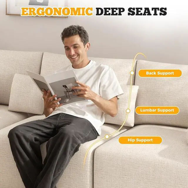 Alt view image 4 of 7 - 81" Cloud Loveseat Sofa in a Box, No Assembly Required Comfy Deep Seat Chenille Boneless Couch, Modern Small Couches for Living Room, Apartment, Beige