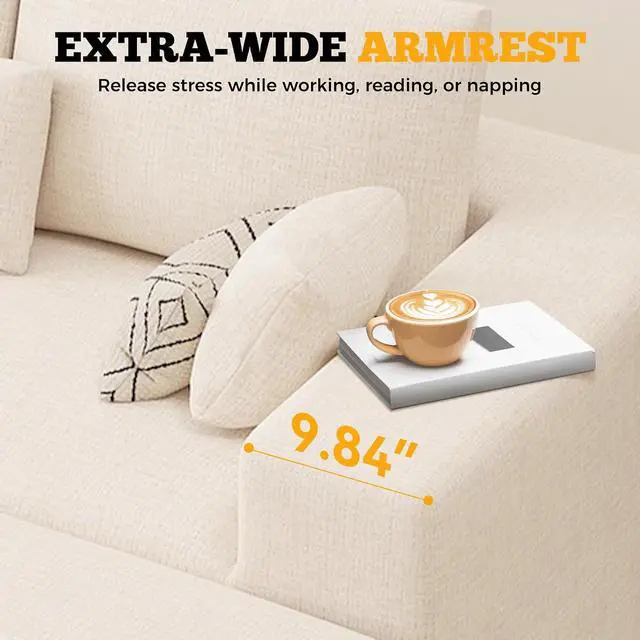 Alt view image 6 of 7 - 81" Cloud Loveseat Sofa in a Box, No Assembly Required Comfy Deep Seat Chenille Boneless Couch, Modern Small Couches for Living Room, Apartment, Beige