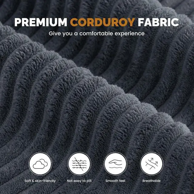 Alt view image 4 of 7 - 113" Modular Sectional Sofa for Living Room, Convertible L-Shape Couch with Ottoman,Cloud Boneless Couch with Layered Cushion,Gray Corduroy