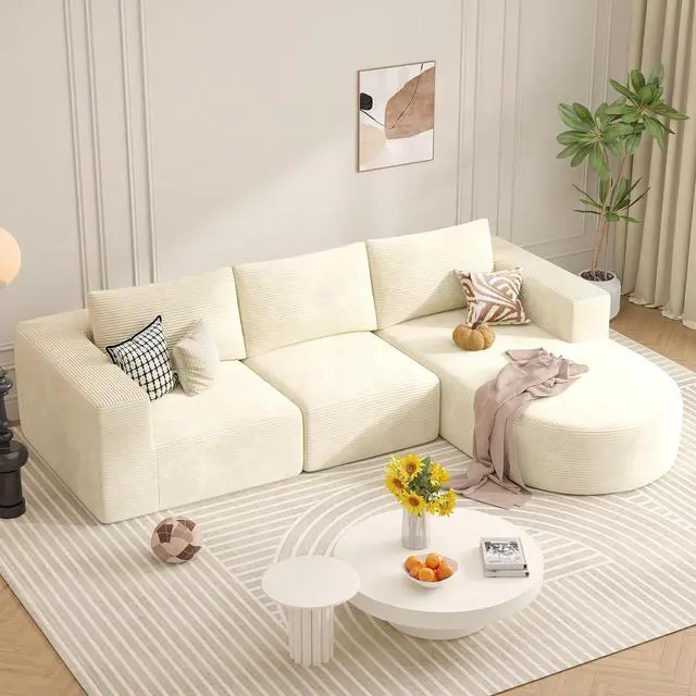 Main image of L-Shaped Boneless Couch,104" Couches for Living Room with Curved Chaise,Modular Sectional Sofa with Deep Seat,Modern Cozy Cloud Compression Sofas,No Assembly Required(Beige) 1PCS