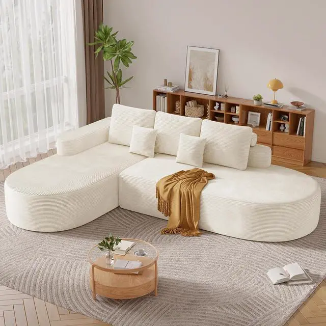 Main image of 112" Modern Curved Cloud Couch, Boneless Couches for Living Room with Deep Seat, Memory Foam Compressed Modular Sectional Sofa, No Assembly Required,Beige 1 PCS