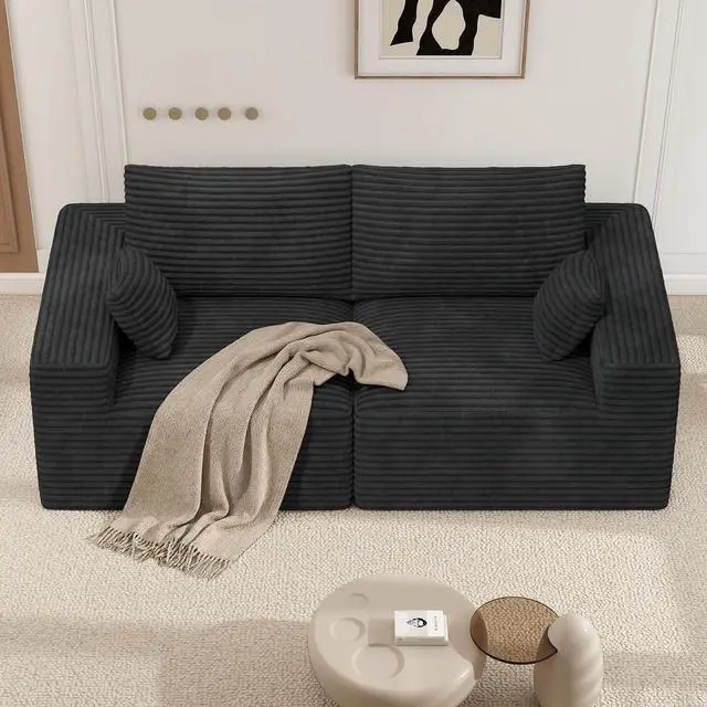Main image of 81" Cloud Loveseat Sofa in a Box, No Assembly Required Comfy Deep Seat Boneless Couch, Modern Small Couches for Living Room, Bedroom, Apartment, Black 1 PCS