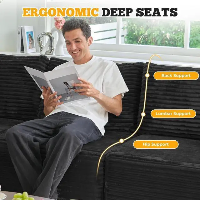 Alt view image 4 of 7 - 81" Cloud Loveseat Sofa in a Box, No Assembly Required Comfy Deep Seat Boneless Couch, Modern Small Couches for Living Room, Bedroom, Apartment, Black 1 PCS