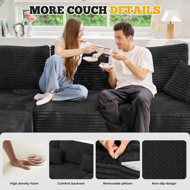 Alt view image 5 of 7 - 81" Cloud Loveseat Sofa in a Box, No Assembly Required Comfy Deep Seat Boneless Couch, Modern Small Couches for Living Room, Bedroom, Apartment, Black 1 PCS