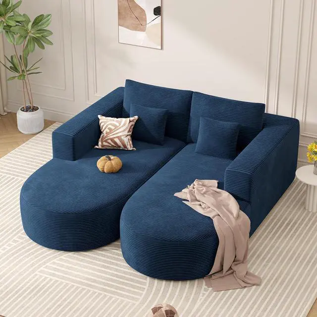 Main image of Modular Sectional Sofa Bed,Convertible Cloud Couches for Living Room,2 Chaise Corduroy Boneless Couch Sleeper Sofa Set,Oversized Chaise Lounge Chair for Bedroom,No Assembly Required,Blue 1PCS