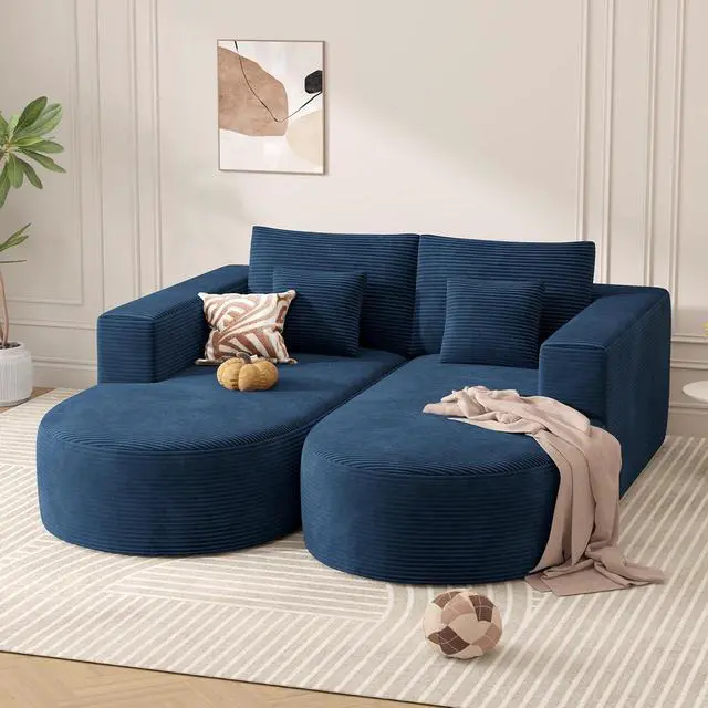 Alt view image 7 of 7 - Modular Sectional Sofa Bed,Convertible Cloud Couches for Living Room,2 Chaise Corduroy Boneless Couch Sleeper Sofa Set,Oversized Chaise Lounge Chair for Bedroom,No Assembly Required,Blue 1PCS