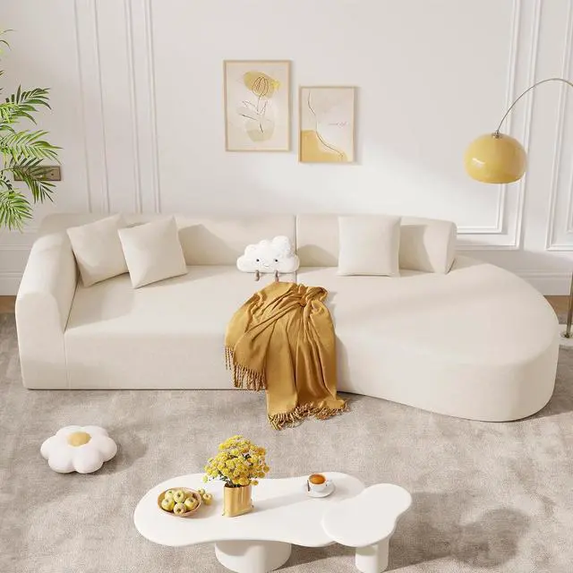 Main image of 126" Modular Sectional Sofa, Modern Cloud Curved Couch with Deep Seat, Upholstered Oversized Couches for Living Room, No Assembly Required, Beige Chenille Fabric, 1PCS
