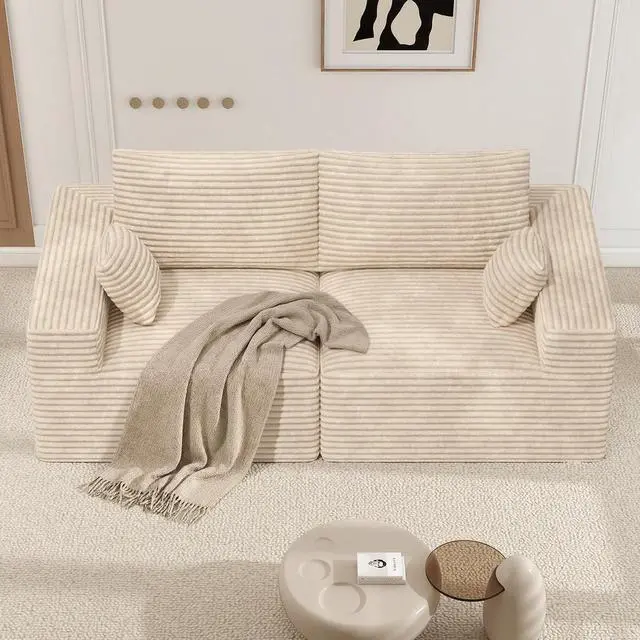 Main image of 81" Cloud Loveseat Sofa in a Box, No Assembly Required Comfy Deep Seat Boneless Couch, Modern Small Couches for Living Room, Bedroom, Apartment, Khaki 1 PCS
