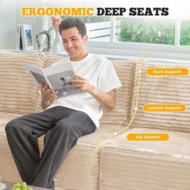 Alt view image 4 of 7 - 81" Cloud Loveseat Sofa in a Box, No Assembly Required Comfy Deep Seat Boneless Couch, Modern Small Couches for Living Room, Bedroom, Apartment, Khaki 1 PCS