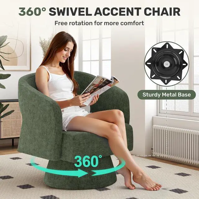 Alt view image 5 of 7 - Living Room Furniture Sets, L-Shaped Boneless Cloud Couch with 2 PCS Swivel Accent Chairs & Coffee Table, Modern Modular Sectional Sofa Set, Green