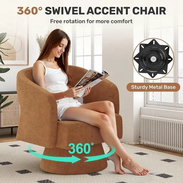 Alt view image 5 of 7 - Living Room Furniture Sets, L-Shaped Boneless Cloud Couch with 2 PCS Swivel Accent Chairs & Coffee Table, Modern Modular Sectional Sofa Set, Caramel