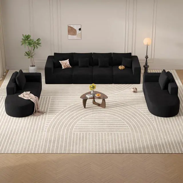 Alt view image 3 of 7 - Living Room Furniture Sets,Modern U Shaped Modular Sectional Sofa,Convertible Cloud Couches for Living Room,Comfy 4 Seater with 2 Chaise Furniture Set, Boneless Couch Sofa,1 PCS