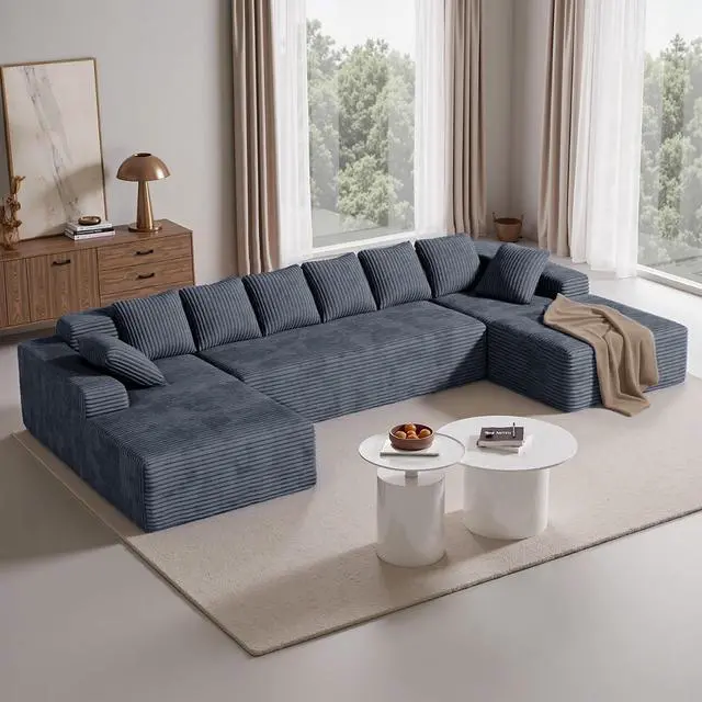 Main image of 131'' Modular Sectional Cloud Sofa, U-Shaped Boneless Couches with Chaise Lounge Deep Seat with 8 pcs Pillows, Fluffy Memory Foam(No Assembly Required)