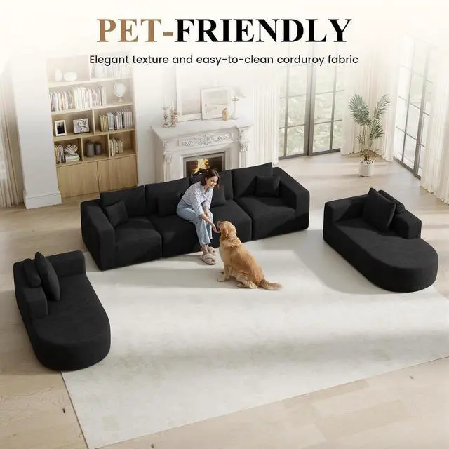 Alt view image 5 of 7 - Living Room Furniture Sets,Modern U Shaped Modular Sectional Sofa,Convertible Cloud Couches for Living Room,Comfy 4 Seater with 2 Chaise Furniture Set, Boneless Couch Sofa,1 PCS