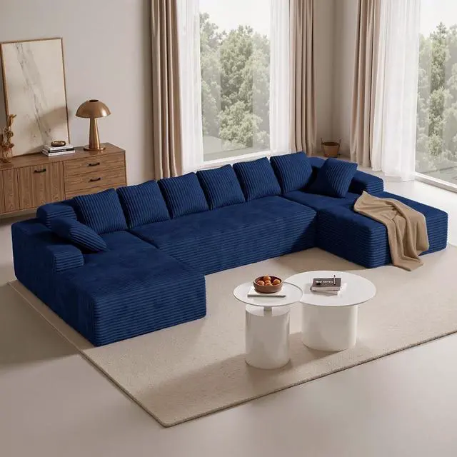 Main image of 131'' Large Sectional Couches with Chaise Lounge, U-Shaped No Assembly Required Deep Seat Modular Cloud Sofa for Living Room 1PCS, Bedroom