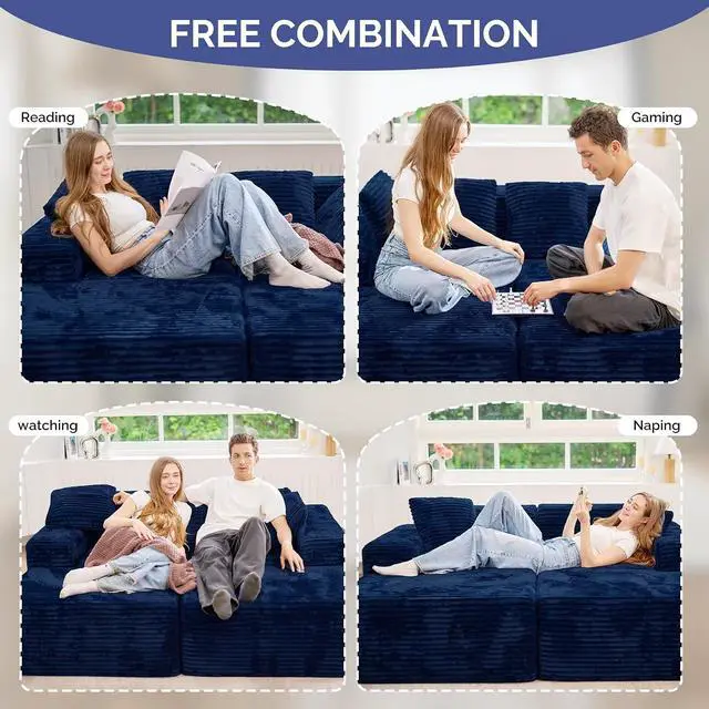 Alt view image 4 of 7 - 131'' Large Sectional Couches with Chaise Lounge, U-Shaped No Assembly Required Deep Seat Modular Cloud Sofa for Living Room 1PCS, Bedroom