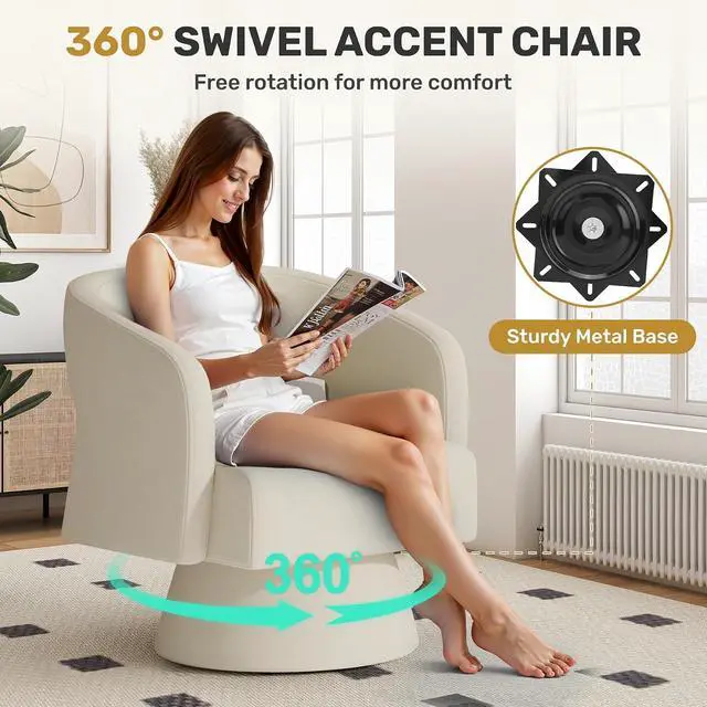 Alt view image 5 of 7 - Living Room Furniture Sets, L-Shaped Boneless Cloud Couch with 2 PCS Swivel Accent Chairs & Coffee Table, Modern Modular Sectional Sofa Set, Beige