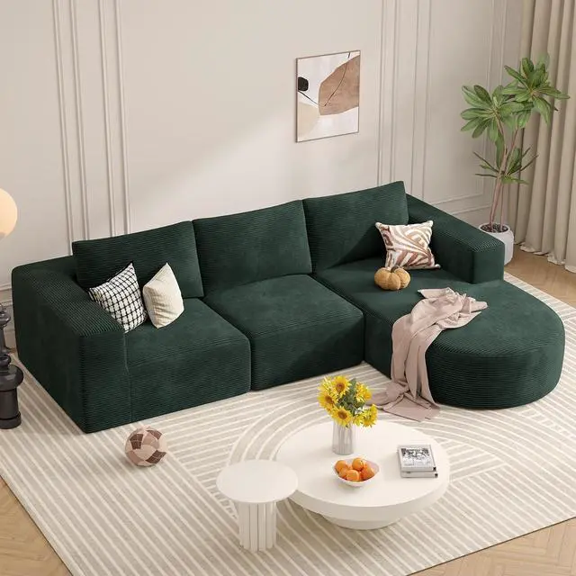 Main image of L-Shaped Boneless Couch,104" Couches for Living Room with Curved Chaise,Modular Sectional Sofa with Deep Seat,Modern Cozy Cloud Compression Sofas,No Assembly Required(Green) 1PCS