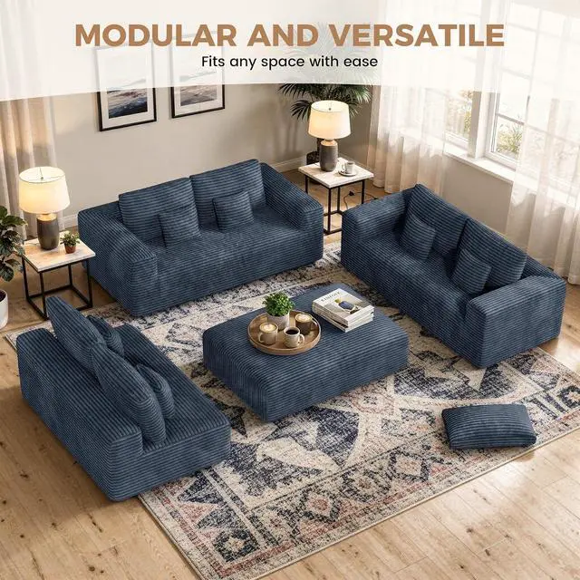 Alt view image 7 of 7 - 80'' Modern Cloud Loveseat Sofa, No Assembly Required Deep Seat Comfy Small Couches Includes 2 pcs Pillows for Living Room, Bedroom, Apartment(Grey)
