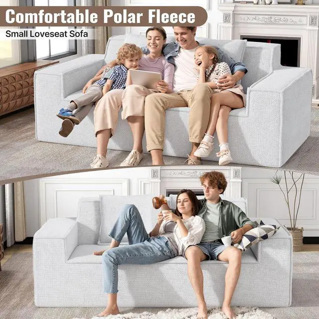 Alt view image 5 of 7 - 77'' Modern Small Loveseat Cloud Sofa, No Assembly Required Deep Seat Boneless Couches Includes 2 pcs Pillows for Living Room, Bedroom, Apartment-Grey