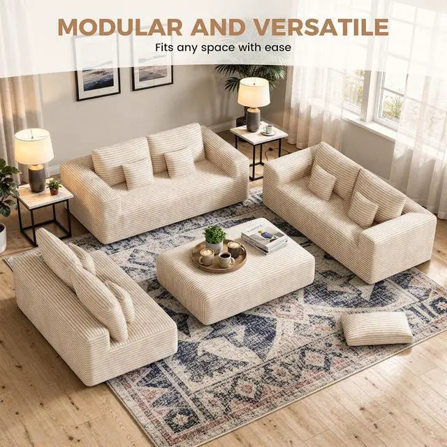 Alt view image 7 of 7 - 80'' Modern Cloud Loveseat Sofa, No Assembly Required Deep Seat Comfy Small Couches Includes 2 pcs Pillows for Living Room, Bedroom, Apartment(Khaki)