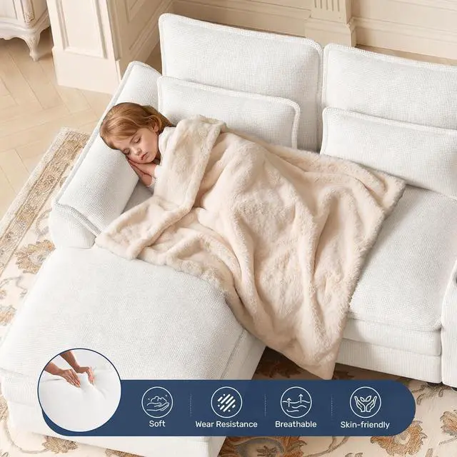 Alt view image 7 of 7 - 134" U Shaped Modular Sectional Sofa, Oversized Cloud Couch with Double Chaise Lounge, Storage Console, Cup Holders & USB Port, Comfy Chenille Deep Seat Couch Set for Living Room,White