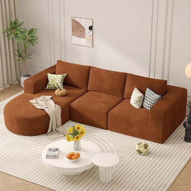 Main image of L-Shaped Boneless Couch,104" Couches for Living Room with Curved Chaise,Modular Sectional Sofa with Deep Seat,Modern Cozy Cloud Compression Sofas,No Assembly Required(Brown) 1PCS