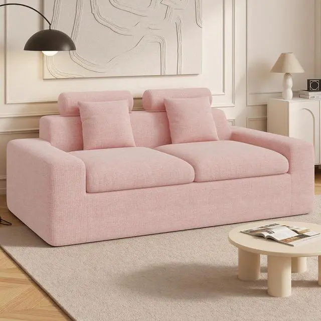 Main image of 75'' Small Boneless Cloud Loveseat Sofa, No Assembly Required Couches Includes 2 pcs Pillows for Apartment, Living Room, Bedroom(Adjustable Headrest)