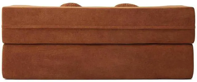 Alt view image 5 of 7 - King Size Sofa Bed, 76 Inch Convertible Futon Boneless Couch, 2-in-1 Loveseat Sleeper Sofa with 2 Pillow, Modern Velvet Fabric Floor Couch Bed for Living Room, No Assembly Required (Orange)