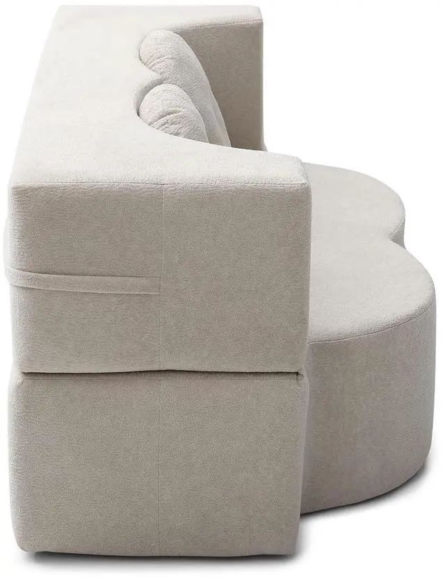Alt view image 4 of 7 - King Size Sofa Bed, 76 Inch Convertible Futon Boneless Couch, 2-in-1 Loveseat Sleeper Sofa with 2 Pillow, Modern Velvet Fabric Floor Couch Bed for Living Room, No Assembly Required (Beige)