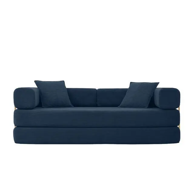 Alt view image 6 of 6 - 4-in-1 Folding Convertible Sofa Bed, 78 Inch Boneless Couch with Fixed-Shape Frame, Corduroy Loveseat Sleeper with Pull Out Bed, Floor Sofa Modular Futon Couch for Living Room Bedroom Lounge (Blue)