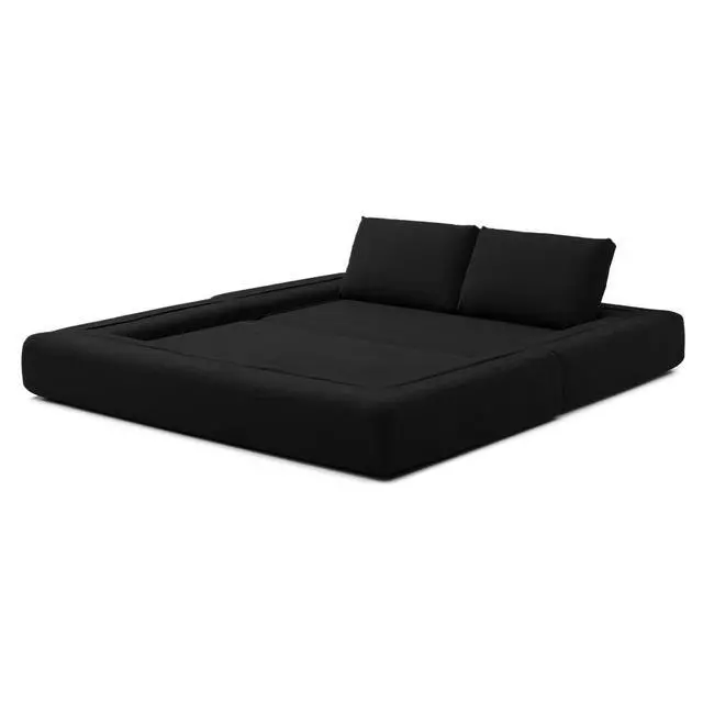 Alt view image 7 of 7 - 81 Convertible Sleeper Sofa Bed, High Back Plush Corduroy Boneless Futon Loveseat with Pull Out Bed, Folding Floor Mattress Couch, No Assembly Required (Black)
