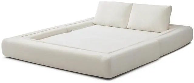 Alt view image 5 of 7 - 81 Convertible Sleeper Sofa Bed, High Back Plush Corduroy Boneless Futon Loveseat with Pull Out Bed, Folding Floor Mattress Couch, No Assembly Required (Beige)