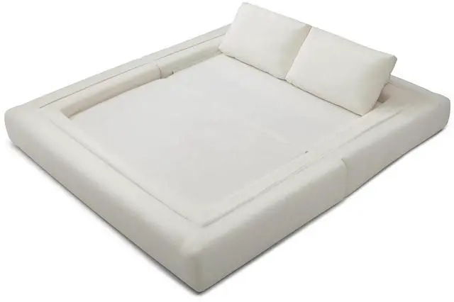 Alt view image 7 of 7 - 81 Convertible Sleeper Sofa Bed, High Back Plush Corduroy Boneless Futon Loveseat with Pull Out Bed, Folding Floor Mattress Couch, No Assembly Required (Beige)