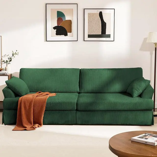 Alt view image 4 of 7 - 87" Sofa, Comfy Cloud Couch, Upholstered Couch for Living Room, Green
