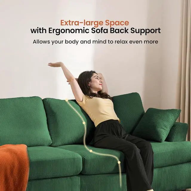 Alt view image 5 of 7 - 87" Sofa, Comfy Cloud Couch, Upholstered Couch for Living Room, Green