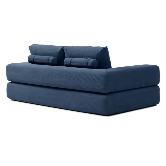 Alt view image 7 of 7 - 81 Convertible Sleeper Sofa Bed, High Back Plush Corduroy Boneless Futon Loveseat with Pull Out Bed, Folding Floor Mattress Couch, No Assembly Required (Blue)