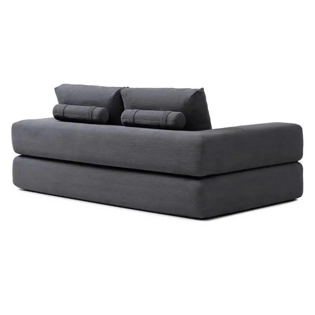 Alt view image 3 of 7 - 81 Convertible Sleeper Sofa Bed, High Back Plush Corduroy Boneless Futon Loveseat with Pull Out Bed, Folding Floor Mattress Couch, No Assembly Required (Gray)