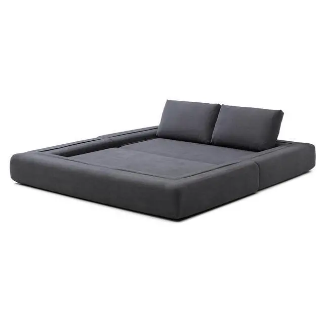 Alt view image 4 of 7 - 81 Convertible Sleeper Sofa Bed, High Back Plush Corduroy Boneless Futon Loveseat with Pull Out Bed, Folding Floor Mattress Couch, No Assembly Required (Gray)