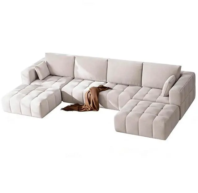 Main image of 146" Oversized U-Shaped Modular Cloud Sectional Sofa for Living Room, No Assembly, White