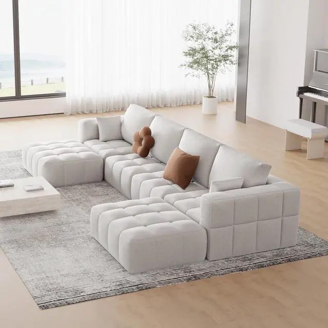 Alt view image 2 of 7 - 146" Oversized U-Shaped Modular Cloud Sectional Sofa for Living Room, No Assembly, White