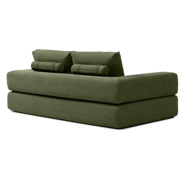 Alt view image 4 of 7 - 81 Convertible Sleeper Sofa Bed, High Back Plush Corduroy Boneless Futon Loveseat with Pull Out Bed, Folding Floor Mattress Couch, No Assembly Required (Green)