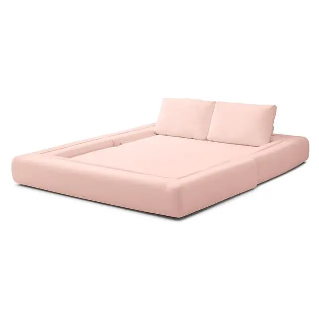 Alt view image 5 of 7 - 81 Convertible Sleeper Sofa Bed, High Back Plush Corduroy Boneless Futon Loveseat with Pull Out Bed, Folding Floor Mattress Couch, No Assembly Required (Pink)