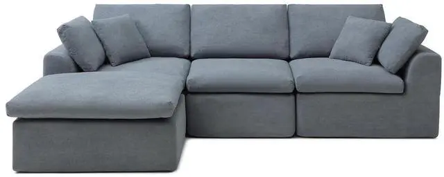 Alt view image 6 of 6 - 111" Cloud Modular Sectional Sofa, Deep Seat Memory Foam L-Shape Couch with Ottoman, Convertible Modular Sofa Couch for Living Room Apartment, Upholstered Boneless Sectional, No Assembly (Gray)