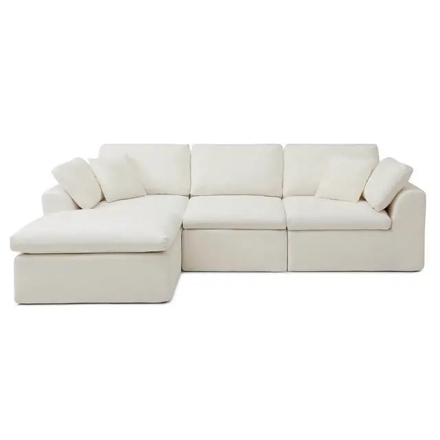 Alt view image 6 of 6 - 111" Cloud Modular Sectional Sofa, Deep Seat Memory Foam L-Shape Couch with Ottoman, Convertible Modular Sofa Couch for Living Room Apartment, Upholstered Boneless Sectional, No Assembly (Beige)