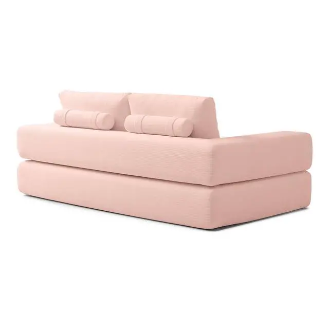 Alt view image 7 of 7 - 81 Convertible Sleeper Sofa Bed, High Back Plush Corduroy Boneless Futon Loveseat with Pull Out Bed, Folding Floor Mattress Couch, No Assembly Required (Pink)